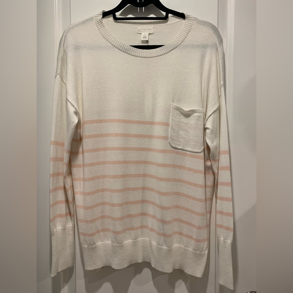 Caslon White and Pink Striped Sweater size M